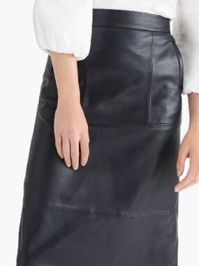 J.crew Collection Navy Leather Pencil Skirt